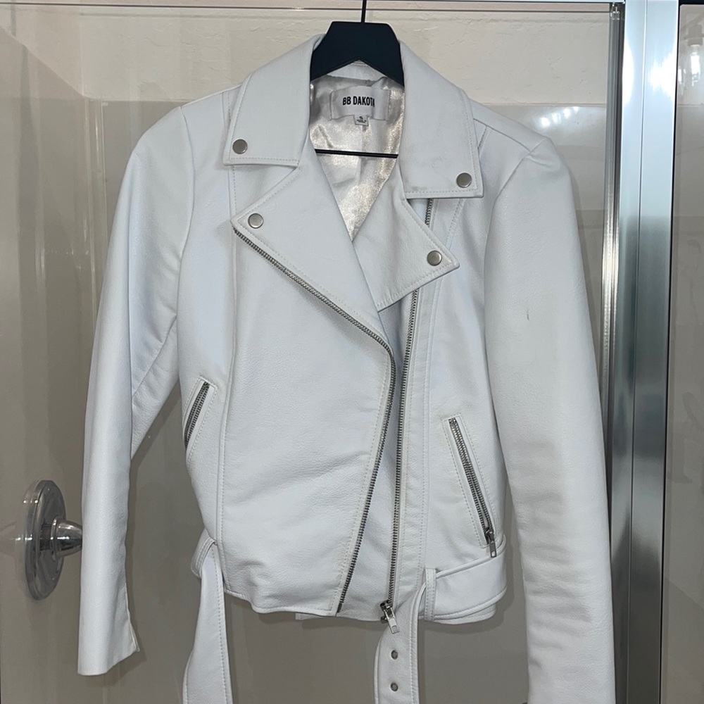 BB Dakota White Leather Jacket